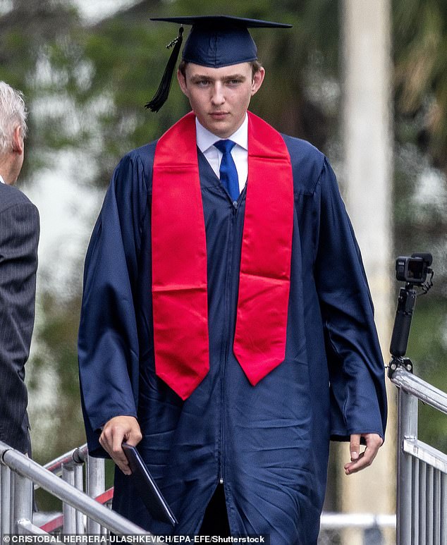 Barron Trump, 18, graduated from Oxbridge Academy, in Palm Beach, Florida in May and is now a first-year student at NYU